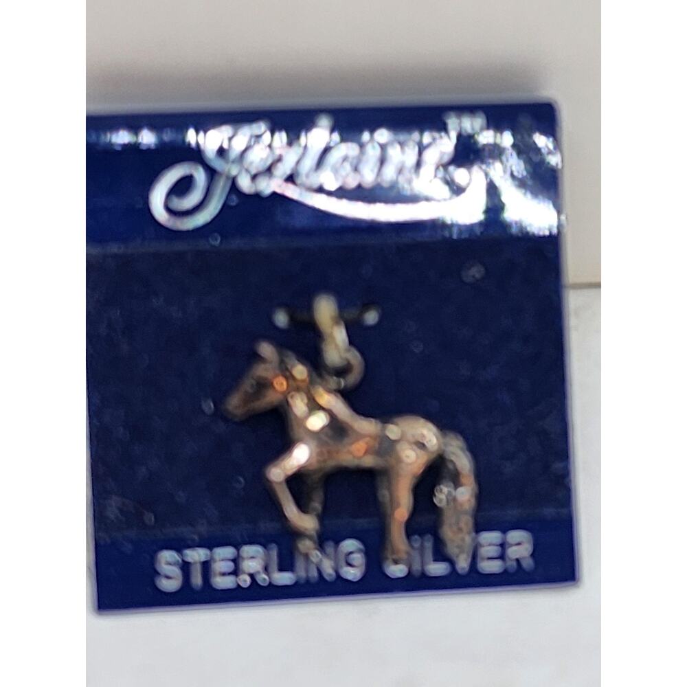 Vintage Horse Charm Pendant Equestrian Sterling Silver Jezlaine 3d Figural NOS
